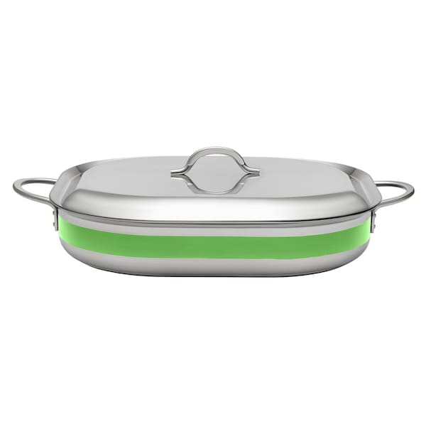 Bon Chef Country French 2 Oblong Pan W/Lid 15" X 11" X 2 7/8" 5 Qt - Lime 71023-CF2-L - main